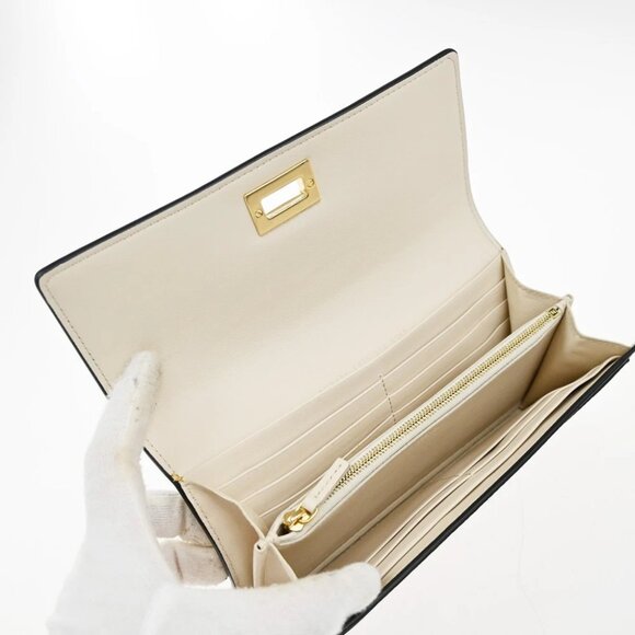 FENDI Logo Peekaboo Long Wallet Leather Black GHW Italy 83RF639 - Picture 11 of 16